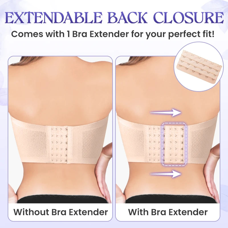 Breathable Non-Slip Strapless Front Buckle Push-Up Bra