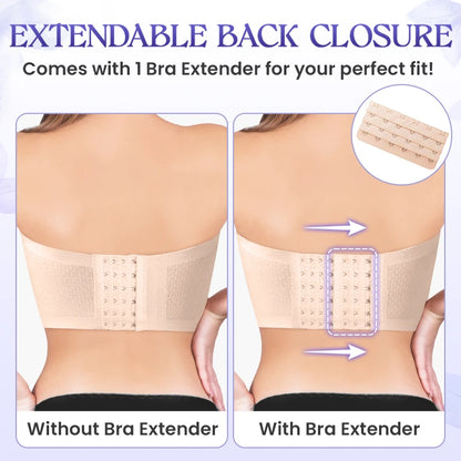 Breathable Non-Slip Strapless Front Buckle Push-Up Bra