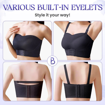 Breathable Non-Slip Strapless Front Buckle Push-Up Bra