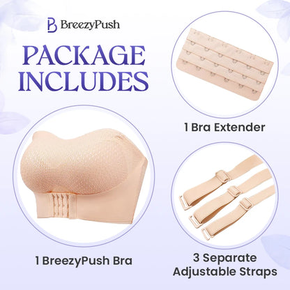 Breathable Non-Slip Strapless Front Buckle Push-Up Bra