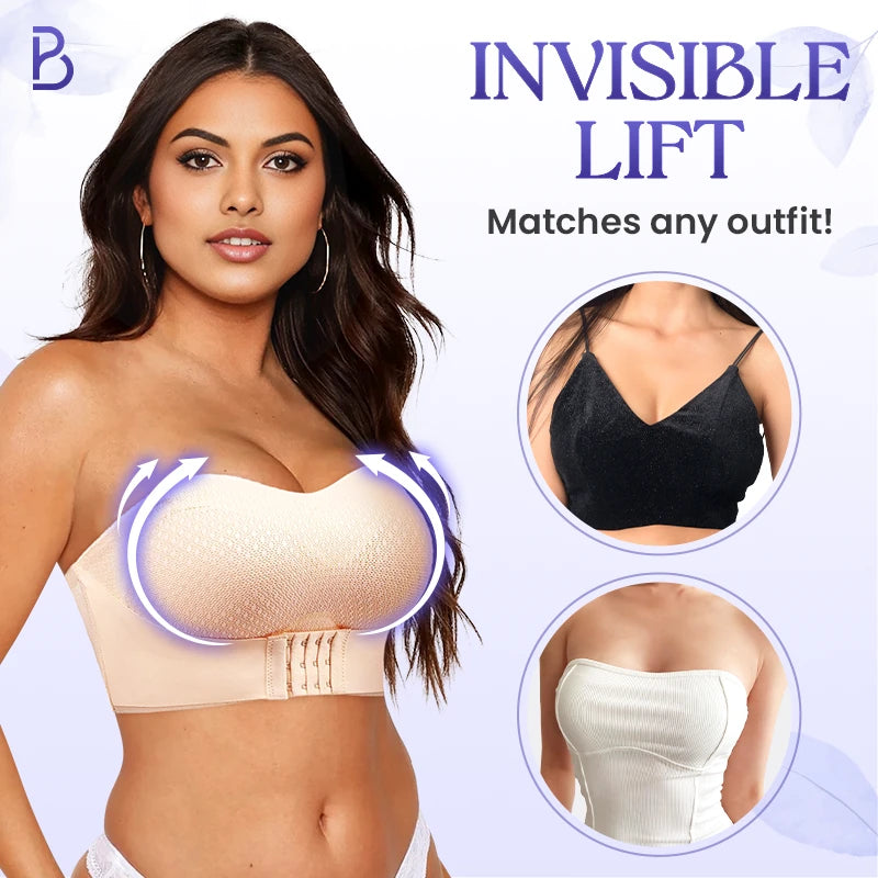 Breathable Non-Slip Strapless Front Buckle Push-Up Bra