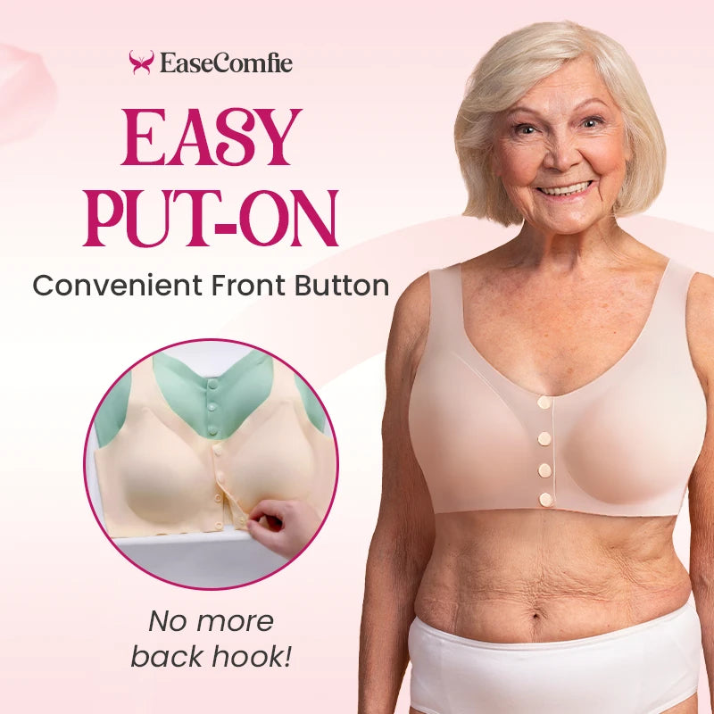 Seamless Ice Silk Front Button Plus Size Comfortable Bra