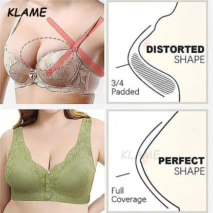 Seamless Plus Size Lace Button Front Comfy Bra ( PACK OF 3)