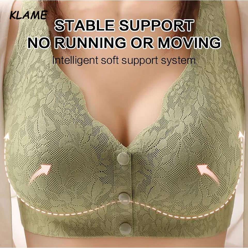 Seamless Plus Size Lace Button Front Comfy Bra ( PACK OF 3)