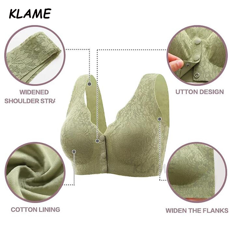 Seamless Plus Size Lace Button Front Comfy Bra ( PACK OF 3)