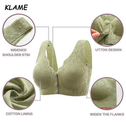 Seamless Plus Size Lace Button Front Comfy Bra ( PACK OF 3)